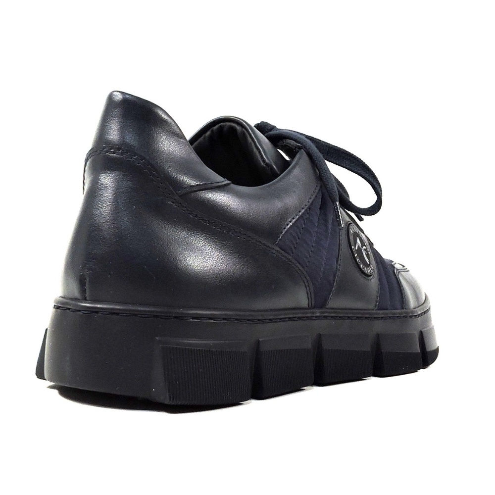 ALBERTO CICCIOLI 🇮🇹 MEN'S  BLUE FABRIC  & BLACK SOFT LEATHER COMFORT SNEAKERS - Picture 5 of 7
